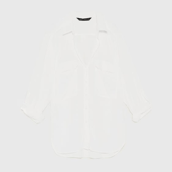 Zara off-white flowy blouse with pockets - Picture 6 of 7